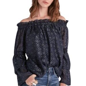 LUCKY BRAND Metallic Boho Off Shoulder Top